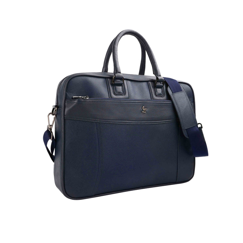 Smith | Leather Portfolio Bag | 100% Genuine Leather | Lifetime Service Warranty | Color: Blue
