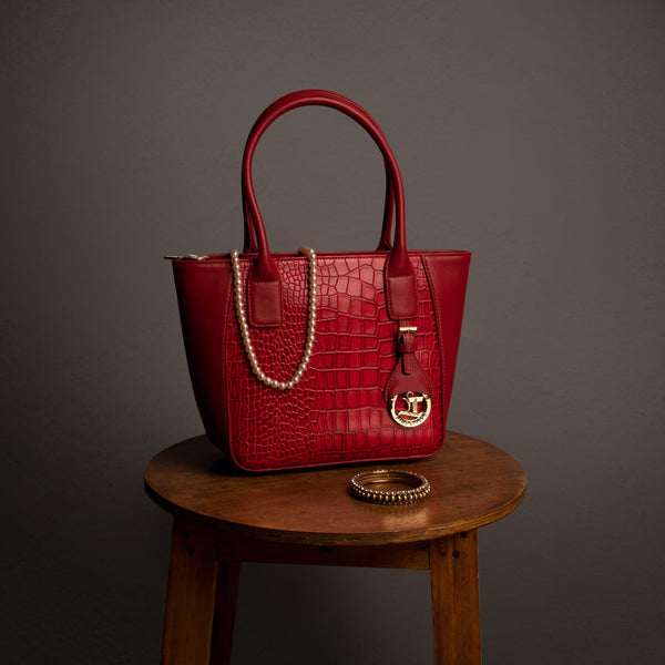 Elvis Tote (Mini) | Leather Tote Bag For Women | 100% Genuine Leather | Color: Red