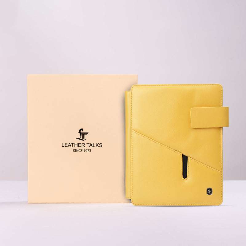 Melunge Leather Diary For Men & Women |  Genuine Leather Journal / Notebook | Color - Yellow