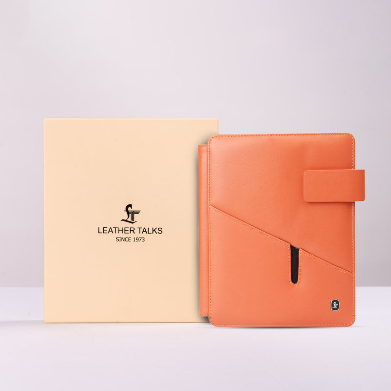 Melunge Leather Diary For Men & Women |  Genuine Leather Journal / Notebook | Color- Orange