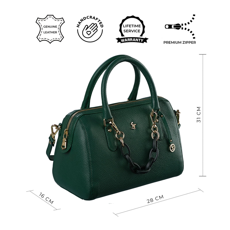 Leather Hand Bag For Women | 100% Genuine Leather | Color: Green