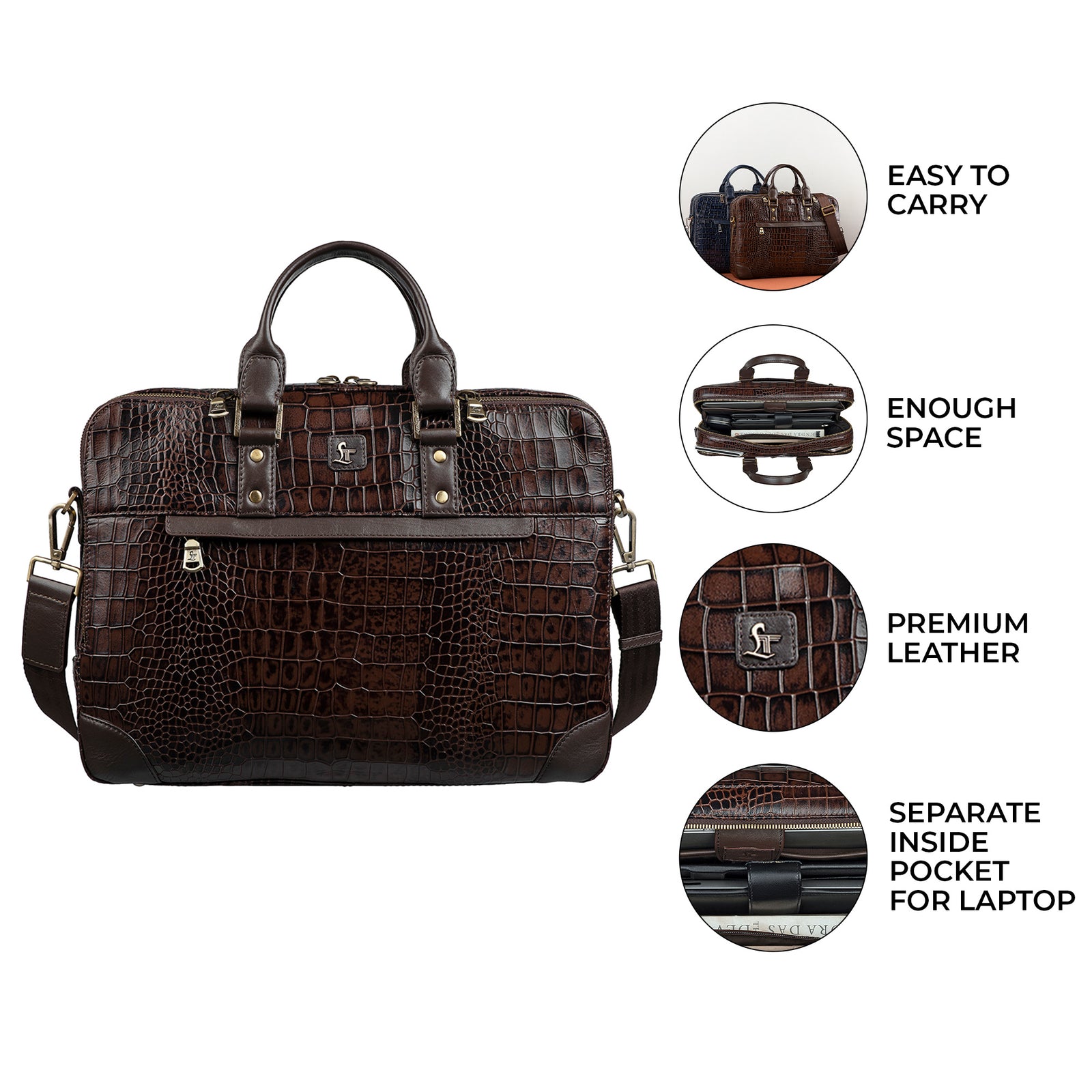 Brown Leather Briefcase File Bag Sling Bag Documents Pouch Featured Tablet Tab iPadLeather A4 File Handbag Formal Business 2024 Case Office bag