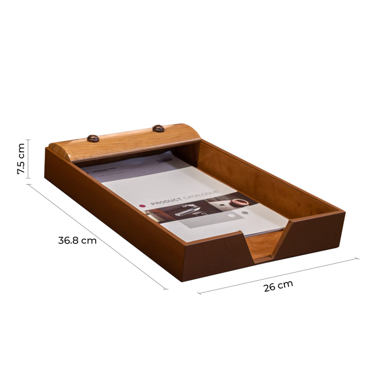 Wood Leather Desktop Planner Set | Color - Beige Brown