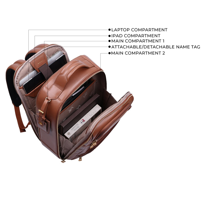 Jacob V 2.0 | Leather Backpack for Men | Lifetime Service Warranty | 100% Genuine Leather | Color: Tan