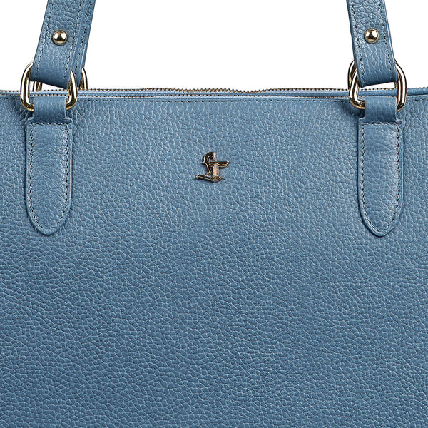 Rocha Genuine Soft Leather Handbags for Women | Sling Soft Leather Bag for Ladies | Tote Bags for Office | Color - Sky Blue