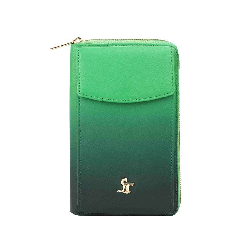 Ombre Collections - Leather Pouch for Women | 100% Genuine Leather | Lifetime Service Warranty | Color: Green