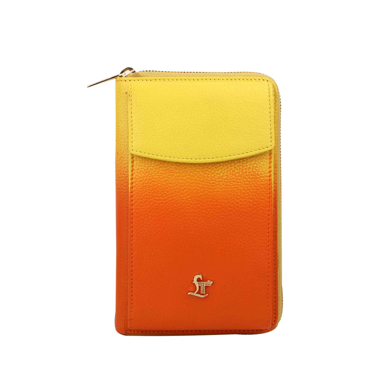 Ombre Collections - Leather Pouch for Women | 100% Genuine Leather | Lifetime Service Warranty | Color: Orange