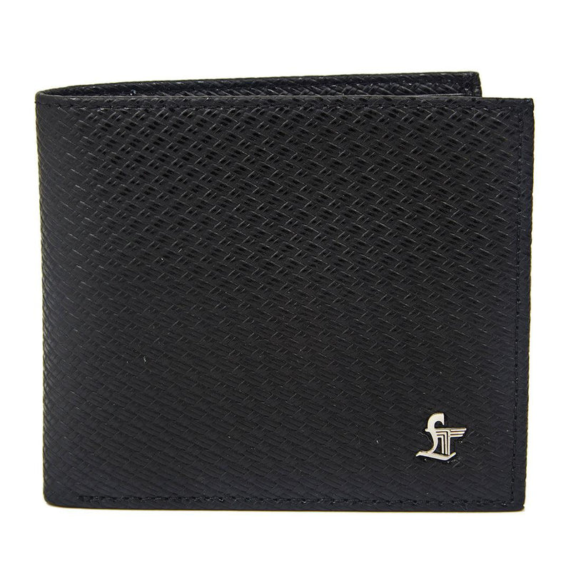 Italian Small Print Weave | Genuine Leather | Leather Wallet for Men | Color: Black