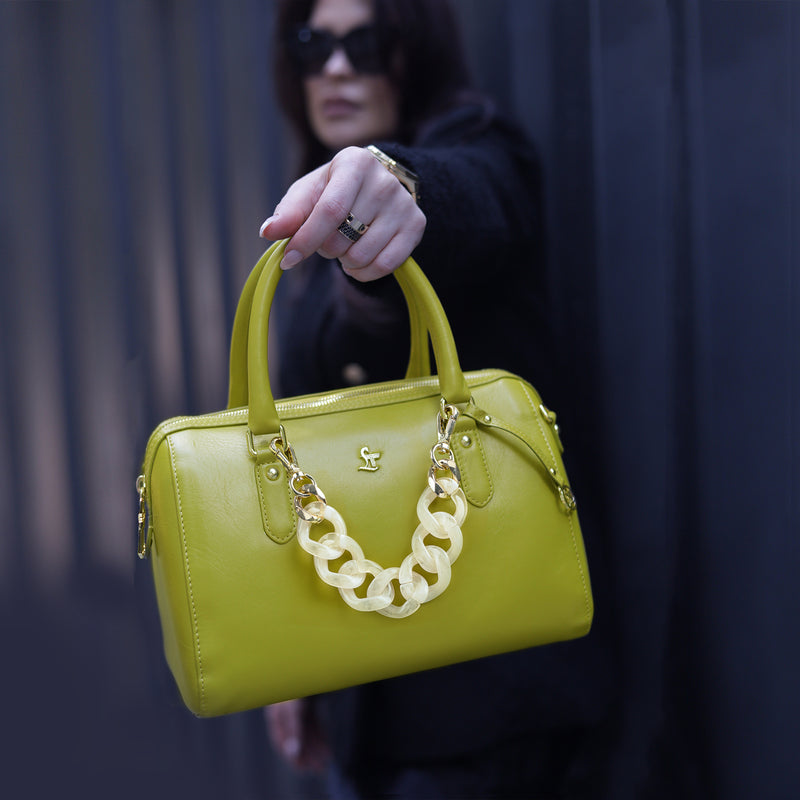 Enna Sling Purse for Women | Leather Handbag For Women | 100% Genuine Leather | Color: Lemon Green