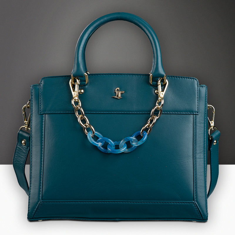 Window Junior Ladies Hand Bag For Women | 100% Genuine Leather | Color - Blue