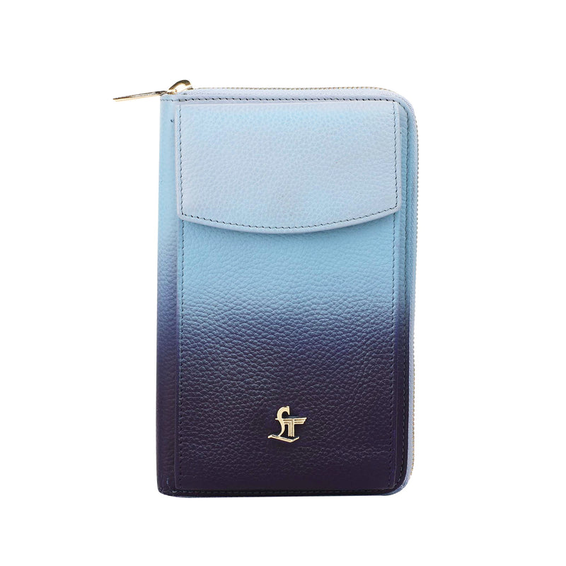 Ombre Collections - Leather Pouch for Women | 100% Genuine Leather | Lifetime Service Warranty | Color: Blue