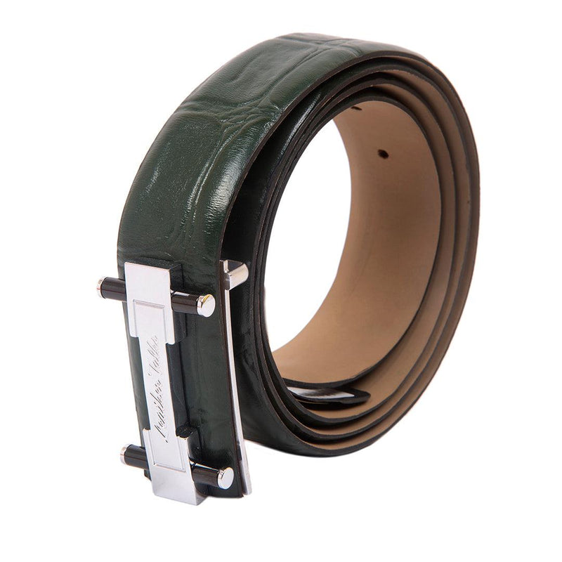 Great Dane | Genuine Leather Belt For Men | With 35mm Brass Buckles | Color: Green