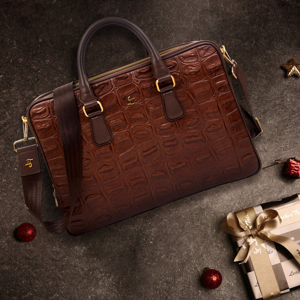 Corporate New Year Gift | Great Dane | Genuine Leather Portfolio/Office Bag | Color: Brown