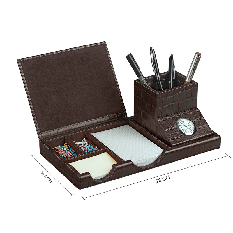 Genuine leather desktop organizer