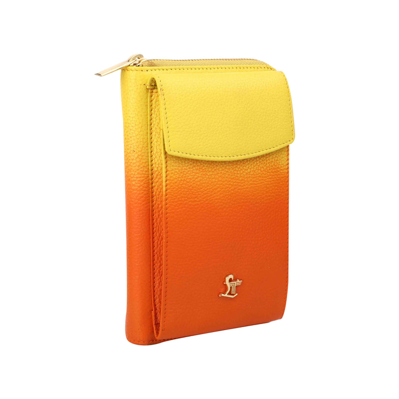 Ombre Collections - Leather Pouch for Women | 100% Genuine Leather | Lifetime Service Warranty | Color: Orange