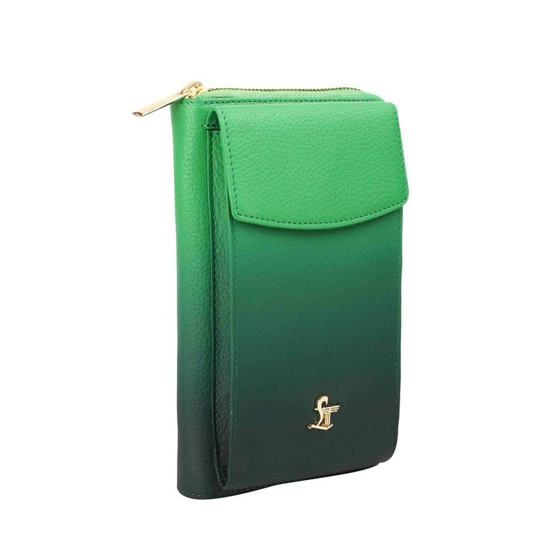 Ombre Collections - Leather Pouch for Women | 100% Genuine Leather | Lifetime Service Warranty | Color: Green