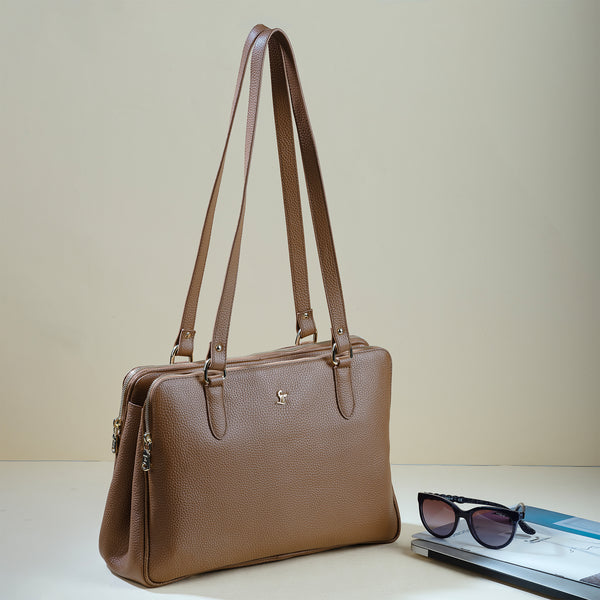 Rocha Ladis Handbag for Women | 100% Genuine Leather | Color - Tan