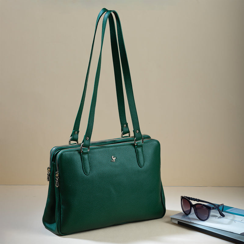 Rocha Ladis Handbag for Women | 100% Genuine Leather | Color - Green