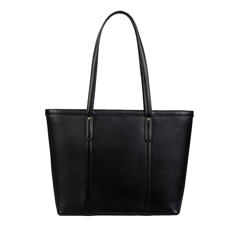 Ladies black leather tote bag hotsell