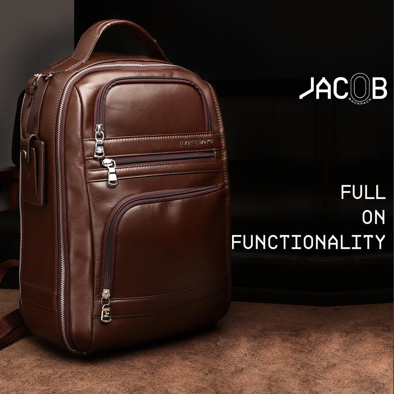 Jacob V 2.0 | Leather Backpack for Men | Lifetime Service Warranty | 100% Genuine Leather | Color: Brown