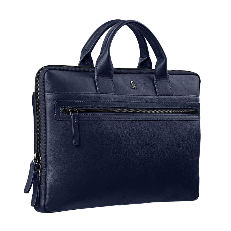 Laptop Sleeve V | Genuine Leather | Leather Laptop Bag | Office Bga for Men |  Color : Blue