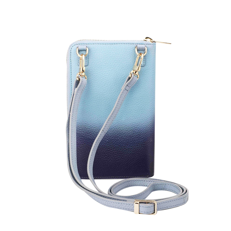 Ombre Collections - Leather Pouch for Women | 100% Genuine Leather | Lifetime Service Warranty | Color: Blue