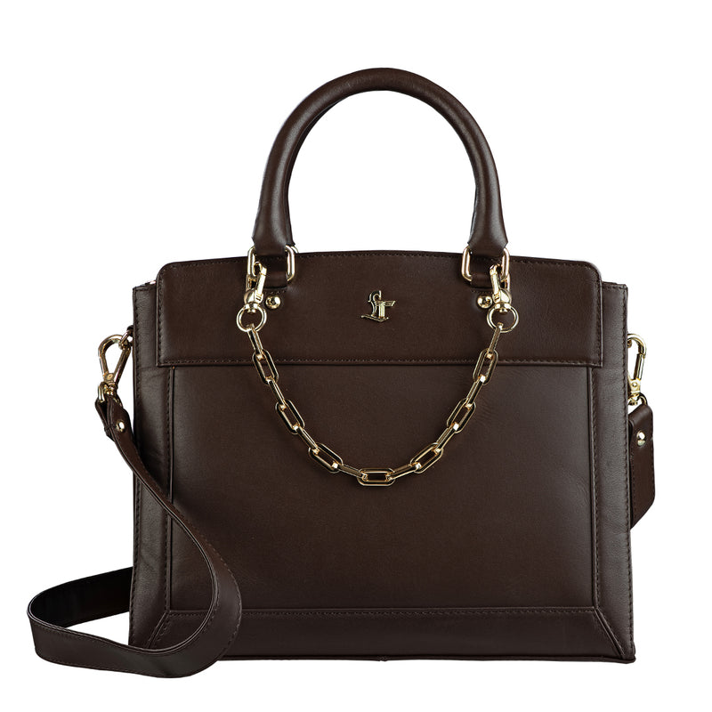 Window Junior Ladies Hand Bag For Women | 100% Genuine Leather | Color - Brown