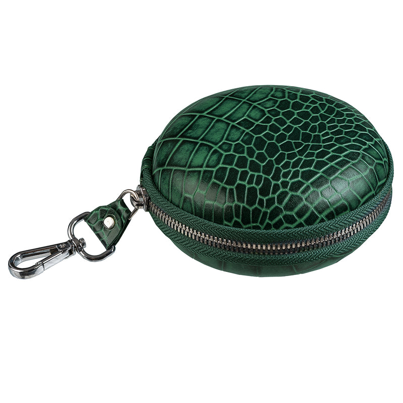 Tech Kit | Leather Travel Charger Organiser | Croco Leather | Color: Green