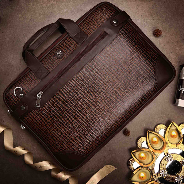 Office Folio Bag III | Leather Portfolio Bag | For Office Use | Colour - Brown