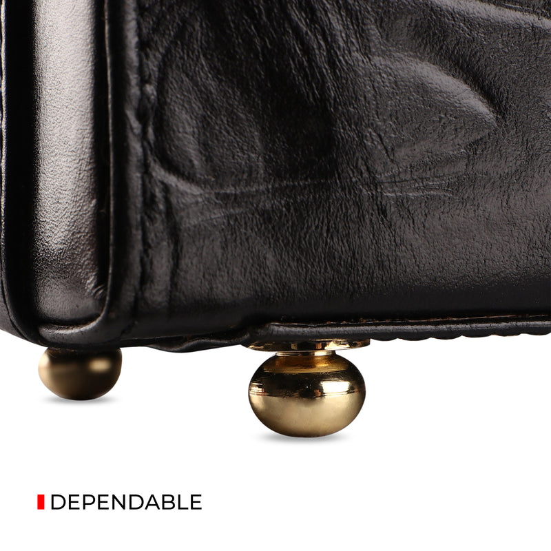 Great Dane | Ruvido Double Lock Leather Attaché /Briefcase | Colour: Black.