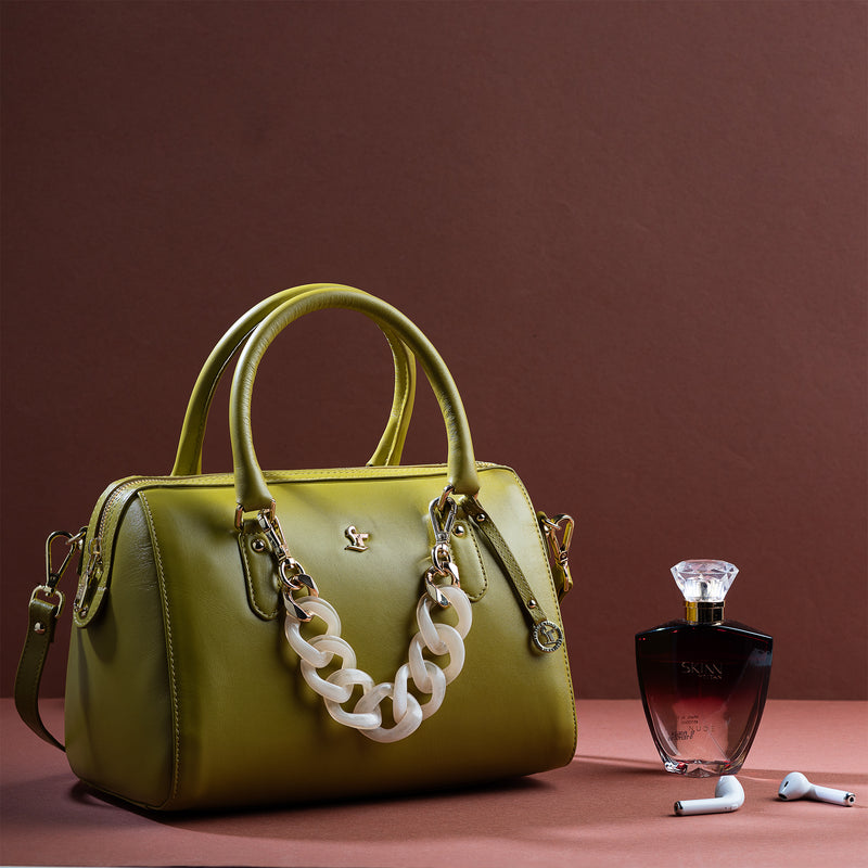 Enna Sling Purse for Women | Leather Handbag For Women | 100% Genuine Leather | Color: Lemon Green
