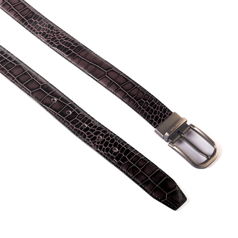 Deepcut Croco Belt | Pure Leather Belt for Men | 100% Genuine Leather | Lifetime Warranty | Color: Brown