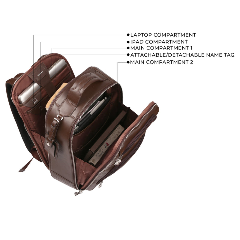 Jacob V 2.0 | Leather Backpack for Men | Lifetime Service Warranty | 100% Genuine Leather | Color: Brown