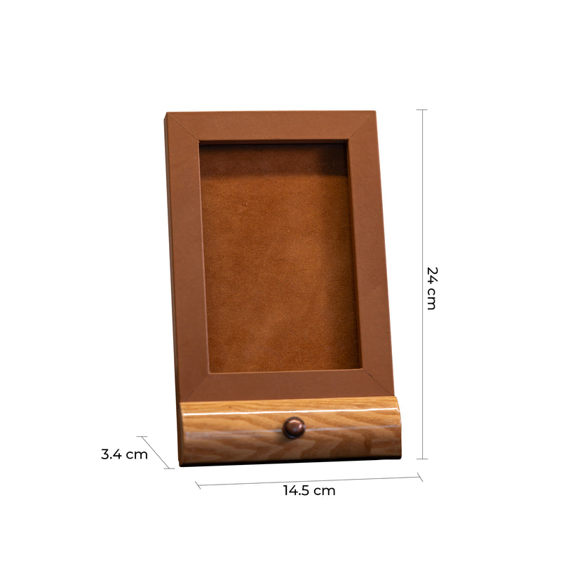 Wood Leather Photo Frame | Color - Beige Brown