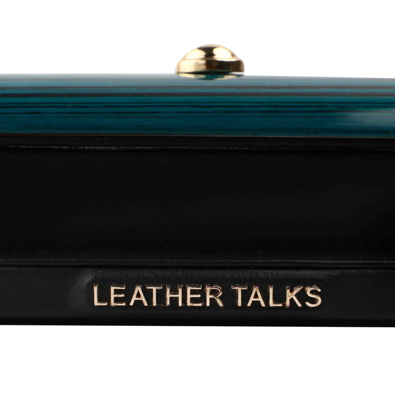 Wood Leather Luxury Desktop Planner Set | Color - Teal Blue Black