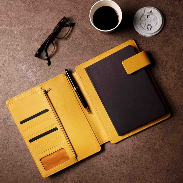 Melunge Leather Diary For Men & Women |  100% Genuine Leather | Handmade Leather Journal | Luxury Leather Notebook - Yellow