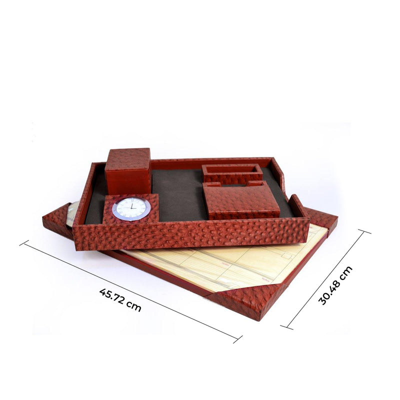 Genuine leather desktop organizer