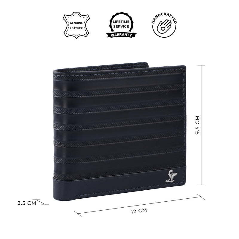 Italian VT Stripe Fab III Genuine Leather Wallet for Men | Color: Blue, Brown, Grey