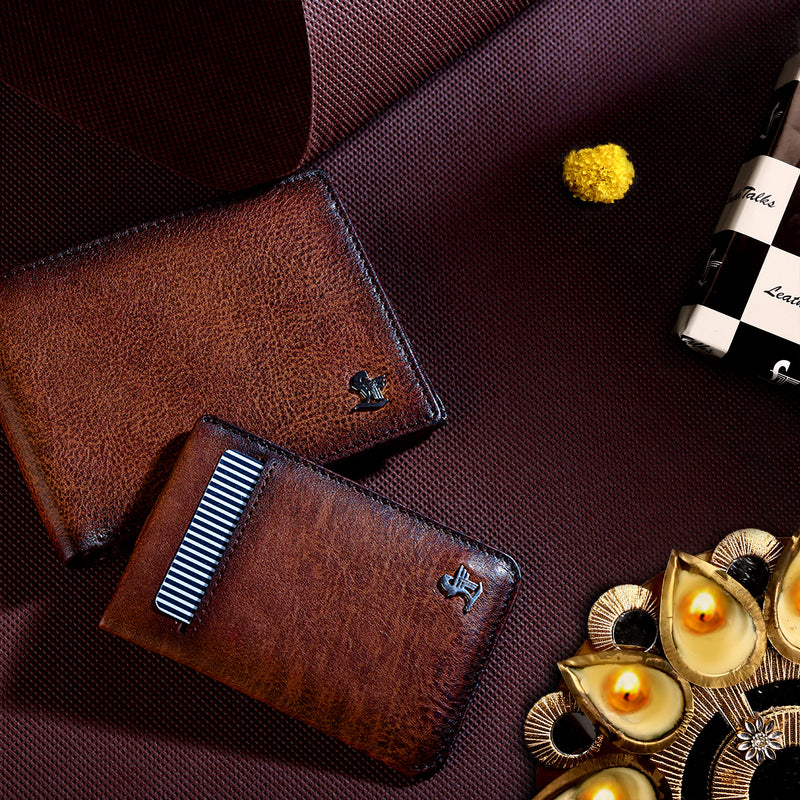 Luxury Corporate Diwali Gift| Prestige Gents Wallet and Card Case Set | Genuine Leather Combo Gift | Leather  Mens Wallet | Leather Card Case