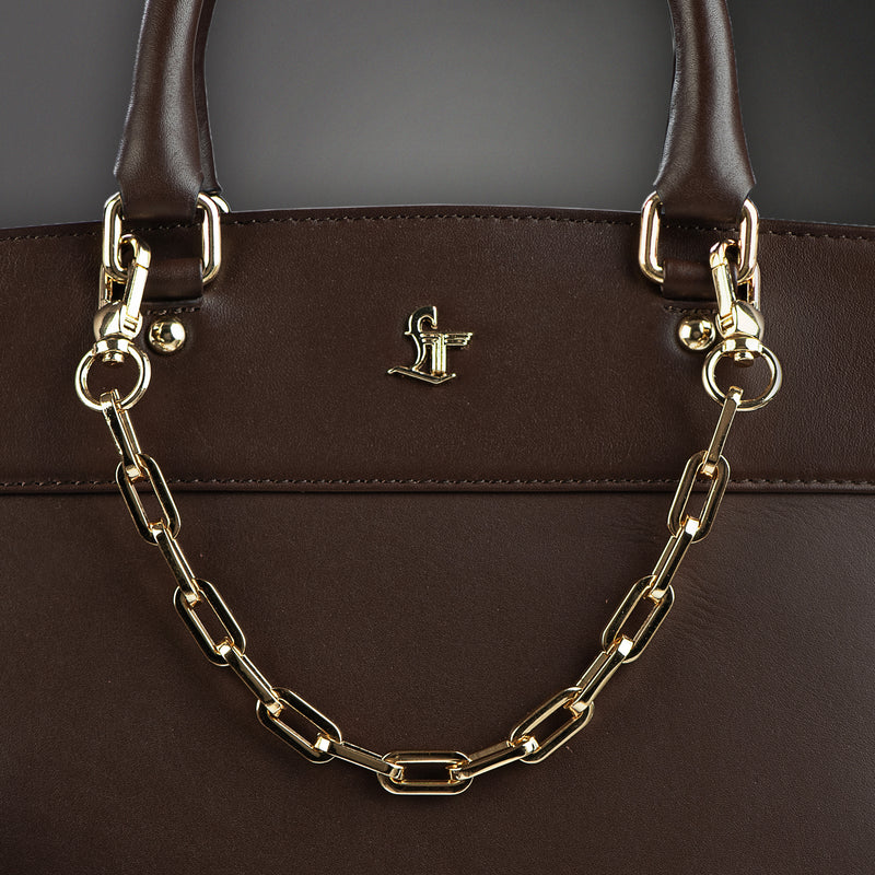 Window Junior Ladies Hand Bag For Women | 100% Genuine Leather | Color - Brown