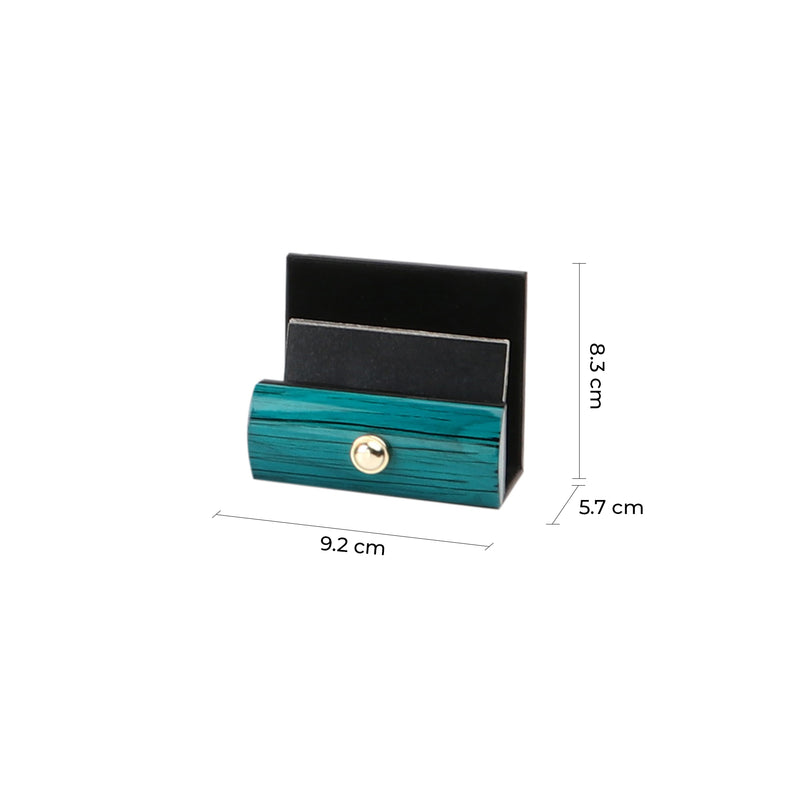 Wood Leather Luxury Desktop Planner Set | Color - Teal Blue Black