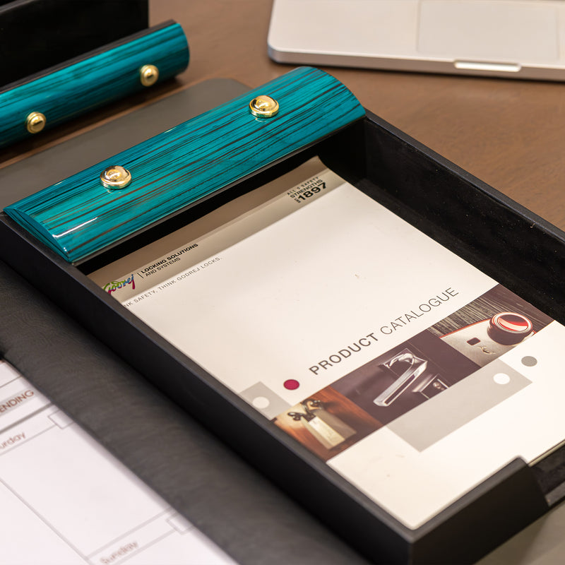 File and Document Tray | Color - Teal Blue Black