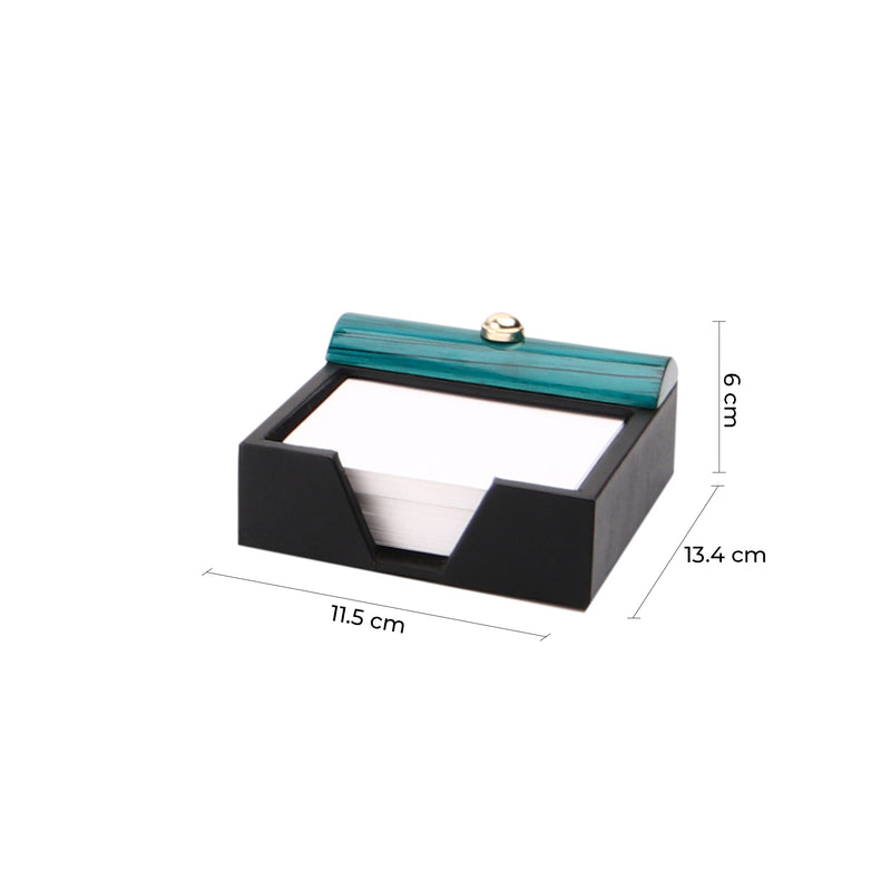 Wood Leather Luxury Desktop Planner Set | Color - Teal Blue Black