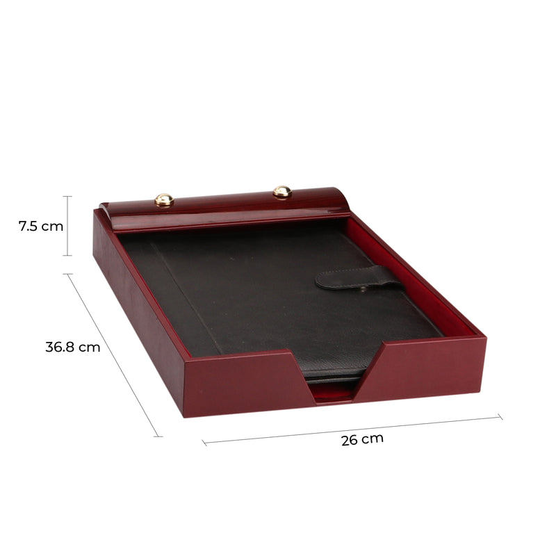 Wood Leather Desktop Planner Set I Color - Cherry Cherry