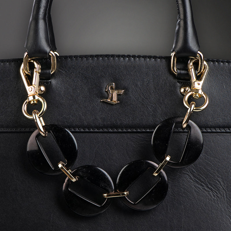 Window Junior Ladies Hand Bag For Women | 100% Genuine Leather | Color - Black