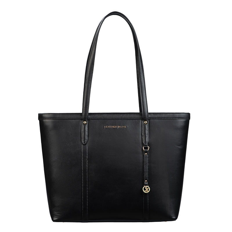 Genuine Leather Tote Bags For Women | Color - Black