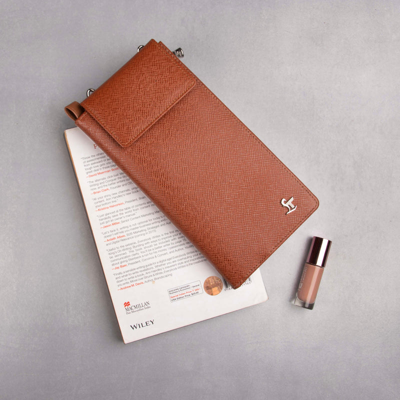 Full Zip Passport II Leather Passport Holder| 100% Genuine Leather | Color: Tan