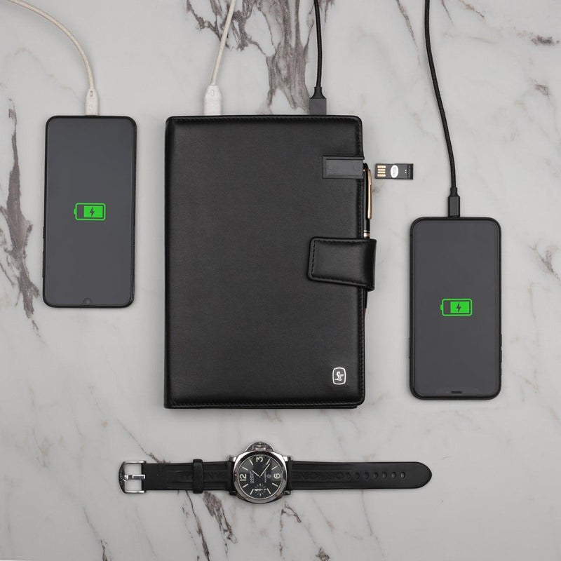 LT Smart Notebook 2.0 with Wireless Charging And 16 GB Pen Drive With Power Bank (5000 mAh) - Leather Talks 